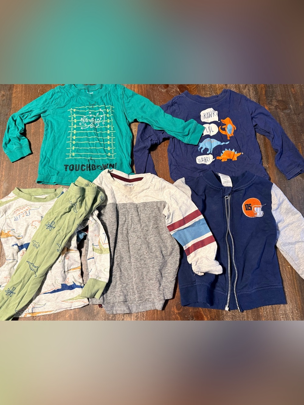 Carter's Boys Long Sleeve Tops in Teal, Navy, Gray, Green